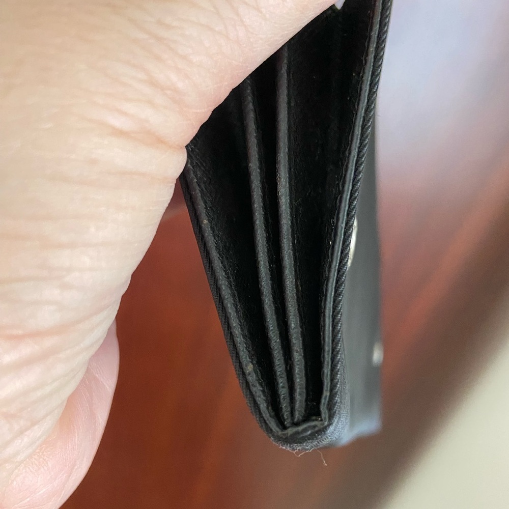 PRADA Tessuto Nylon Saffiano Flap Wallet Black w/ unbranded chain Authentic - Picture 10 of 16